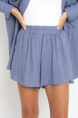 Riley Pinstripe Shorts - Blue - The Self Styler