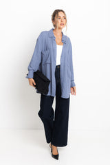 Jagger Relaxed Pinstripe Shirt - Blue - The Self Styler