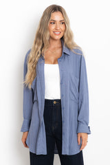 Jagger Relaxed Pinstripe Shirt - Blue