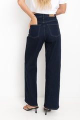 Harper Wide Leg Jeans - Dark Indigo - The Self Styler