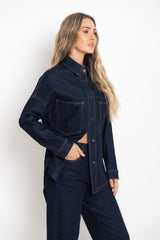 Duke Oversized Denim Shirt - Dark Indigo - The Self Styler