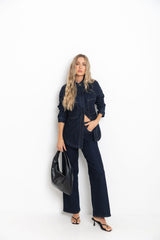 Duke Oversized Denim Shirt - Dark Indigo - The Self Styler
