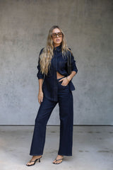 Duke Oversized Denim Shirt - Dark Indigo - The Self Styler