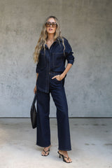 Harper Wide Leg Jeans - Dark Indigo - The Self Styler