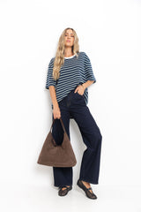 Zephyr Relaxed-Fit Stripe Tee - Navy - The Self Styler