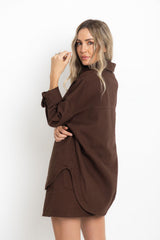 Duke Oversized Denim Shirt - Chocolate - The Self Styler