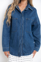 Duke Oversized Denim Shirt - Mid Blue - The Self Styler