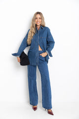 Duke Oversized Denim Shirt - Mid Blue - The Self Styler