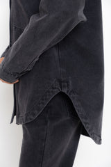 Duke Oversized Denim Shirt - Black Wash - The Self Styler