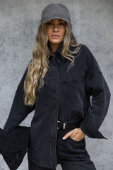 Duke Oversized Denim Shirt - Black Wash - The Self Styler