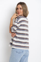 Ryan Relaxed-Fit Stripe Tee - Choc and Blue - The Self Styler