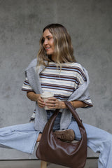 Ryan Relaxed-Fit Stripe Tee - Choc and Blue - The Self Styler