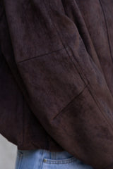 Suki Suede Look Bomber Jacket - Chocolate