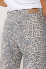Zadie Barrel Denim Jeans - Leopard Print