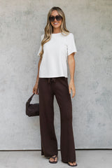 Zimi Wide-Leg Knit Pants - Chocolate