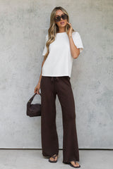 Zimi Wide-Leg Knit Pants - Chocolate