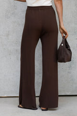 Zimi Wide-Leg Knit Pants - Chocolate