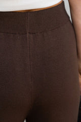 Zimi Wide-Leg Knit Pants - Chocolate