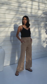 Jude Wide-Leg Linen Pant - Taupe
