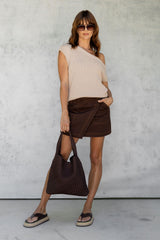 Sienna Denim Mini Skirt - Espresso