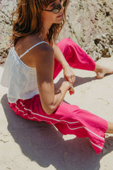 Luna Wide-Leg Stripe Pants - Raspberry Pink