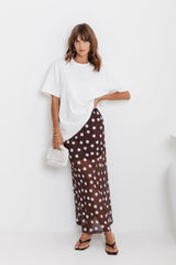 Evie Polka Dot Maxi Skirt - Chocolate and White
