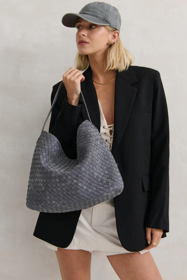 Asha Woven Tote Bag - Grey - The Self Styler