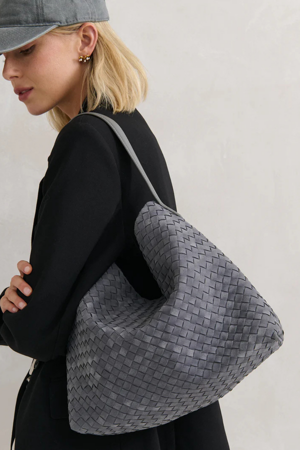 Asha Woven Tote Bag - Grey - The Self Styler