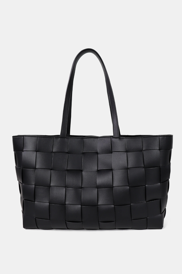 Nelly Woven Tote Bag - Black