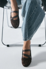 District Mesh Ballet Flats - Chocolate