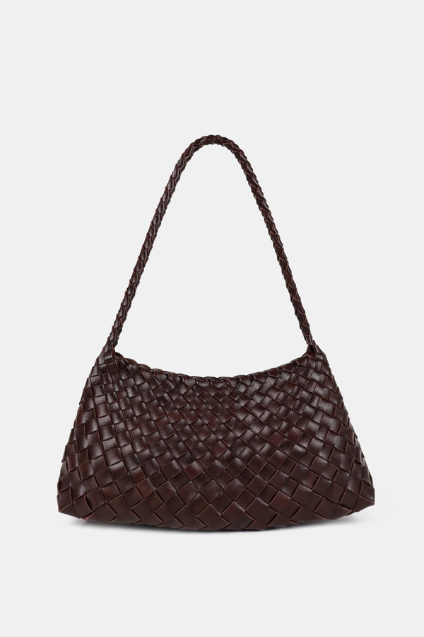 Roselle Woven Shoulder Bag - Chocolate