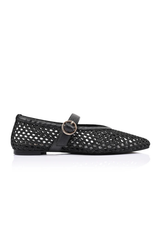 Eunice Mesh Mary Jane Flats - Black