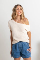 Avalon Off-The-Shoulder Top - Ivory Cream - The Self Styler