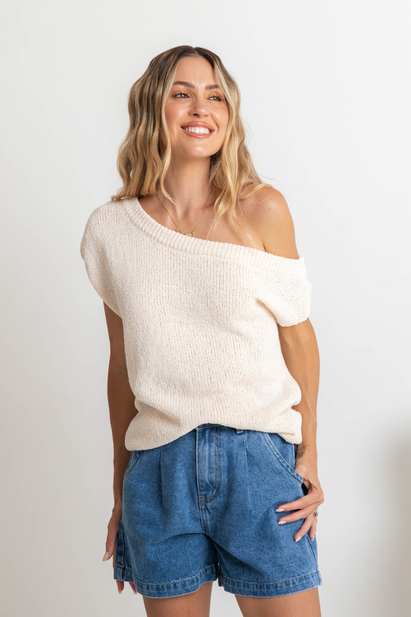 Avalon Off-The-Shoulder Top - Ivory Cream - The Self Styler