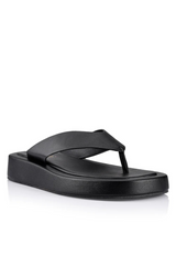 Bouncer II Platform Thongs - Black Smooth - The Self Styler