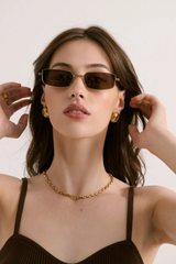 Gwenyth Polarised Metal Frame Sunglasses - Brown