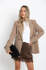 Eli Boyfriend Blazer Jacket - Mocha