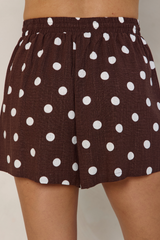 Neeve Polka Dot Shorts - Chocolate and White - The Self Styler