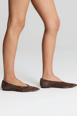 Locke Flat Pumps - Chocolate Brown Suede