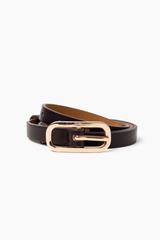 Gigi Skinny Belt - Dark Brown/Gold