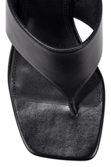 Aurelia Thong Wedges - Black Vintage Leather