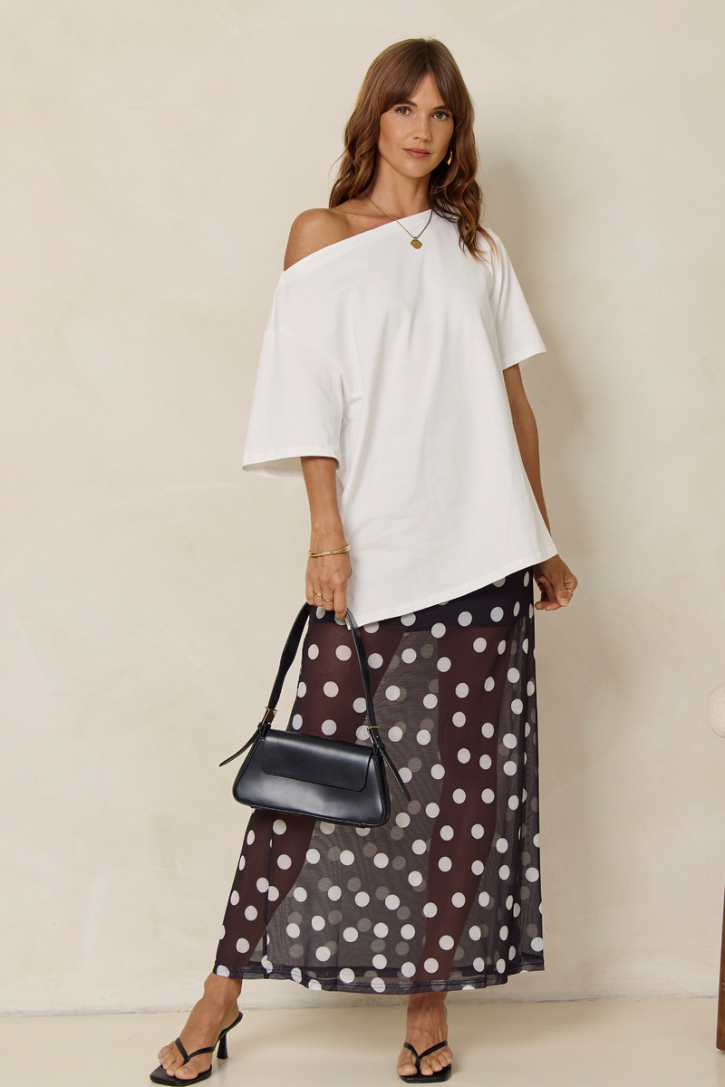 Arden Off-The-Shoulder Tee - White - The Self Styler