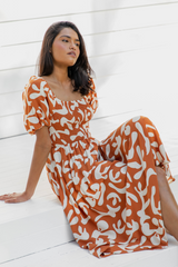 Isha Midi Dress - Sunset Orange - The Self Styler