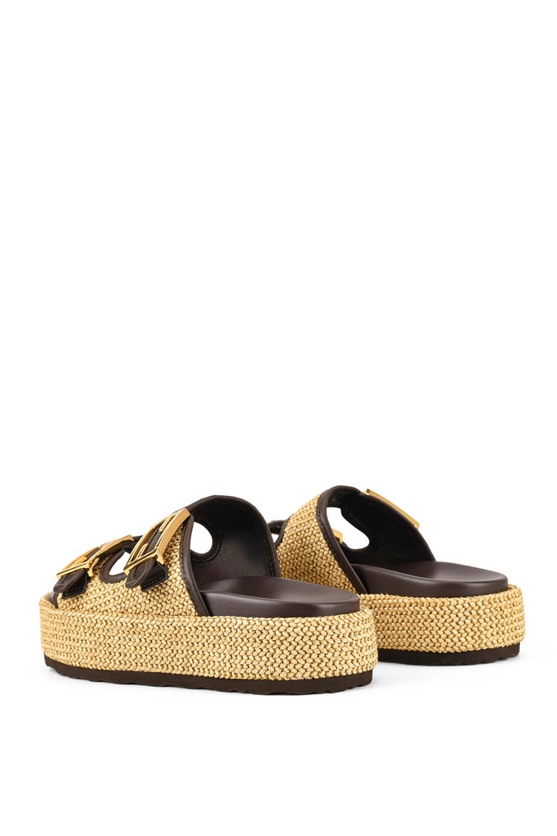 Aphrodite Woven Platforms - Natural Weave & Chocolate - The Self Styler