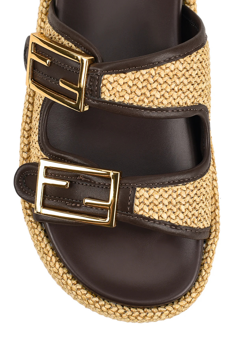 Aphrodite Woven Platforms - Natural Weave & Chocolate - The Self Styler