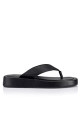 Bouncer II Platform Thongs - Black Smooth - The Self Styler