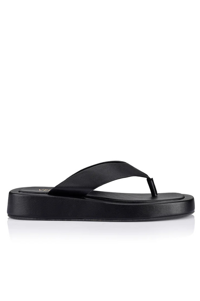 Bouncer II Platform Thongs - Black Smooth - The Self Styler