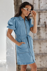 Avis Mini Dres - Blue Denim - Girl and the Sun - The Self Styler