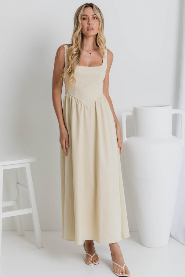 Kiara Midi Dress - Sand - The Self Styler