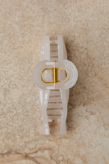 Tiffany Bow Claw Clip - Milky White - The Self Styler